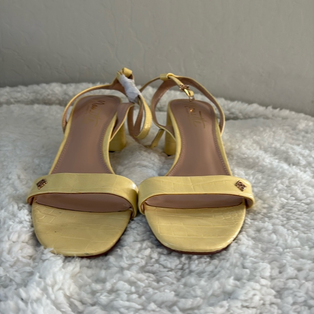 Nanette Lepore Yellow Strappy Block Heel Sandals